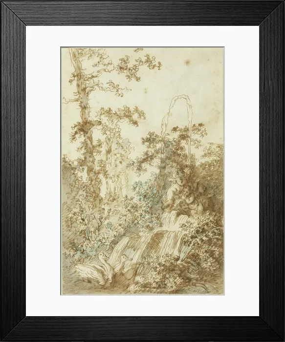 Framed Print : Capriccio with Fountain and Frolicking Swans, 1772. Creator: Jean Baptiste Marie Huet Framed Print : Capriccio with Fountain and Frolicking Swans, 1772. Creator: Jean Baptiste Marie Huet