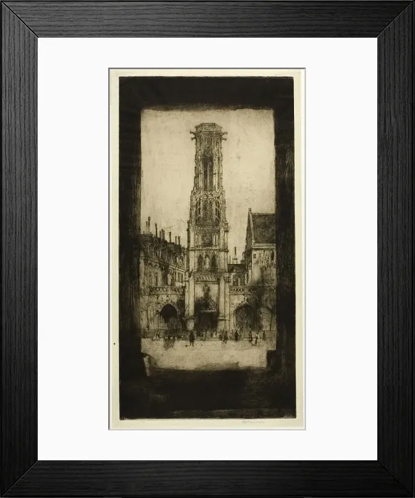Framed Print : Saint Germain l'Auxerrois, plate two from the Paris Set, 1904. Creator: David Young Cameron Framed Print : Saint Germain l'Auxerrois, plate two from the Paris Set, 1904. Creator: David Young Cameron