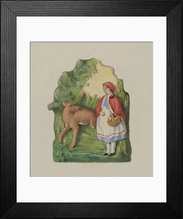 Framed Print : Pottery Ornament of Little Red Riding Hood, c. 1937. Creator: Dana Bartlett Framed Print : Pottery Ornament of Little Red Riding Hood, c. 1937. Creator: Dana Bartlett