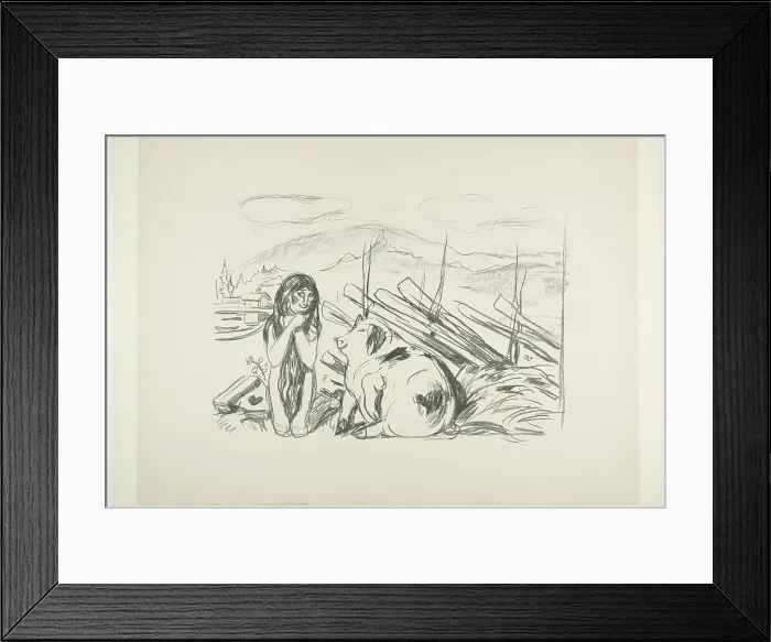 Framed Print : Omega and the Pig, 1908 / 09. Creator: Edvard Munch Framed Print : Omega and the Pig, 1908 / 09. Creator: Edvard Munch