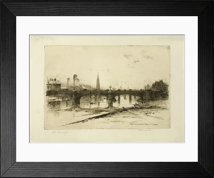 Framed Print : Albert, Railway, and Victoria Bridges, plate six from the Clyde Set, 1889. Creators: David Young Cameron, F. Goulding Framed Print : Albert, Railway, and Victoria Bridges, plate six from the Clyde Set, 1889. Creators: David Young Cameron, F. Goulding