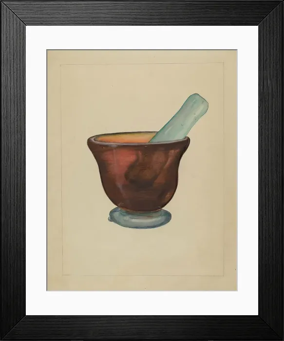 Framed Print : Mortar and Pestle, c. 1937. Creator: Eugene Barrell Framed Print : Mortar and Pestle, c. 1937. Creator: Eugene Barrell