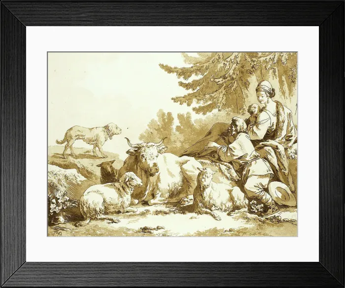 Framed Print : First Pastoral, 1769. Creator: Jean Baptiste Le Prince Framed Print : First Pastoral, 1769. Creator: Jean Baptiste Le Prince