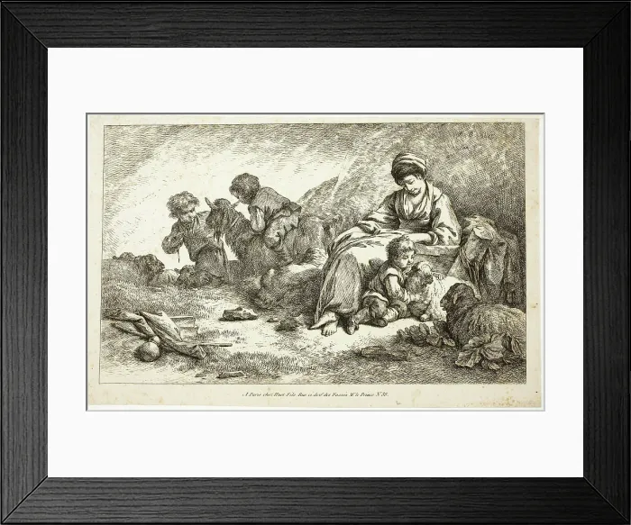 Framed Print : Mother and Children with Sheep, n.d. Creator: Jean Baptiste Marie Huet Framed Print : Mother and Children with Sheep, n.d. Creator: Jean Baptiste Marie Huet