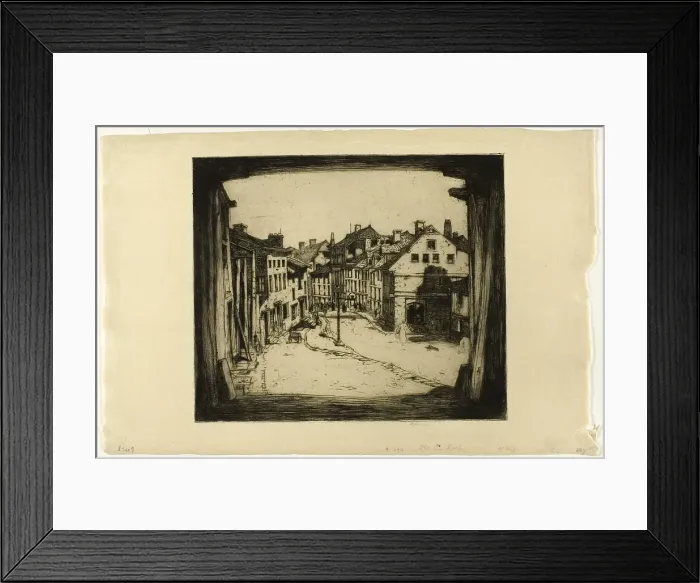Framed Print : Old La Roche, plate seven from the Belgian Set, 1907. Creator: David Young Cameron Framed Print : Old La Roche, plate seven from the Belgian Set, 1907. Creator: David Young Cameron