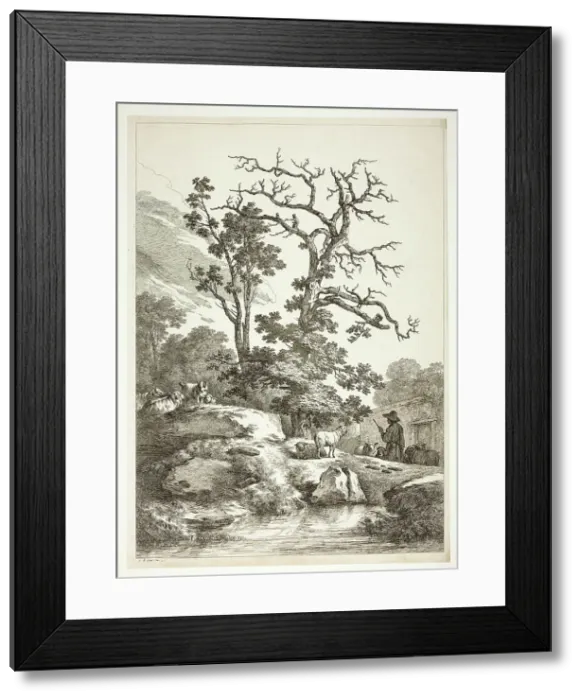 Framed Print : Bucolic Scene, n.d. Creator: Jean Baptiste Marie Huet