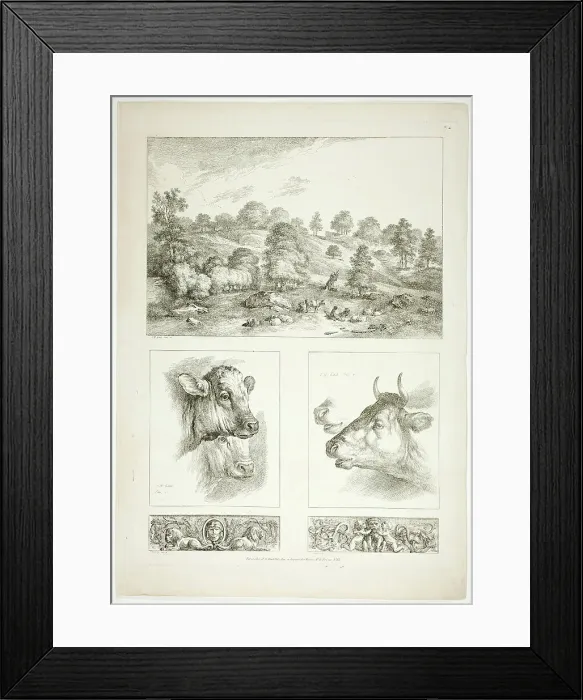 Framed Print : Plate Four of 38 from Oeuvres de J. B. Huet, 1796–99. Creator: Jean Baptiste Marie Huet Framed Print : Plate Four of 38 from Oeuvres de J. B. Huet, 1796–99. Creator: Jean Baptiste Marie Huet