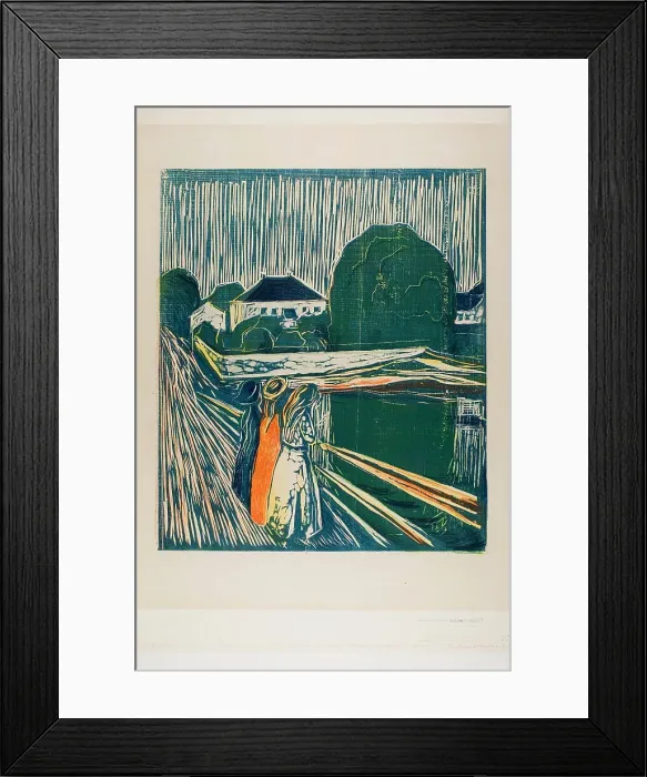 Framed Print : The Girls on the Bridge, 1918. Creator: Edvard Munch Framed Print : The Girls on the Bridge, 1918. Creator: Edvard Munch