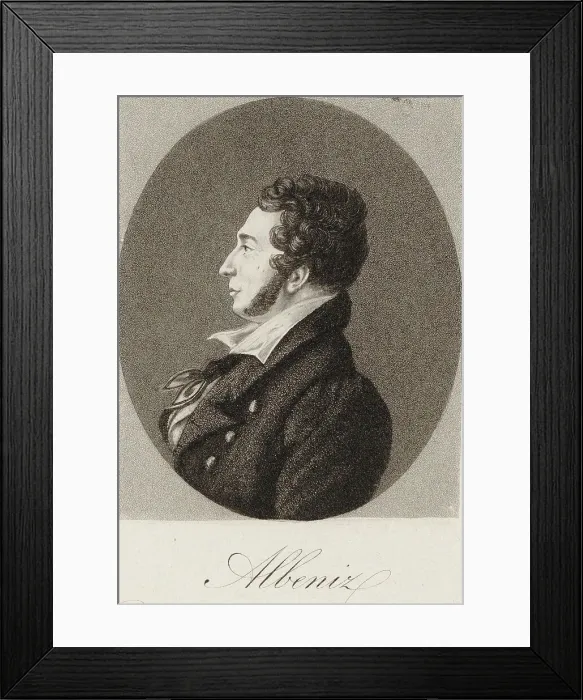 Framed Print : Portrait of the pianist and composer Pedro Albéniz y Basanta (1795-1855), 1828. Creator: Quenedey, Edmé (1756-1830) Framed Print : Portrait of the pianist and composer Pedro Albéniz y Basanta (1795-1855), 1828. Creator: Quenedey, Edmé (1756-1830)