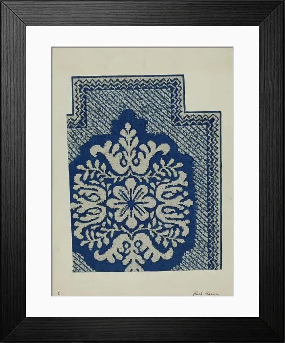 Framed Print : Coverlet, c. 1937. Creator: Ruth M. Barnes Framed Print : Coverlet, c. 1937. Creator: Ruth M. Barnes