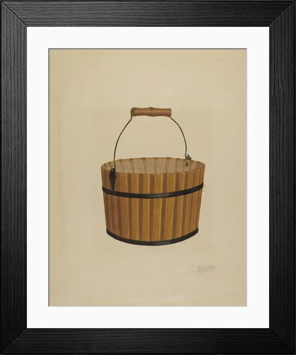 Framed Print : Shaker Wooden Bucket, 1935 / 1942. Creator: Eugene Barrell Framed Print : Shaker Wooden Bucket, 1935 / 1942. Creator: Eugene Barrell
