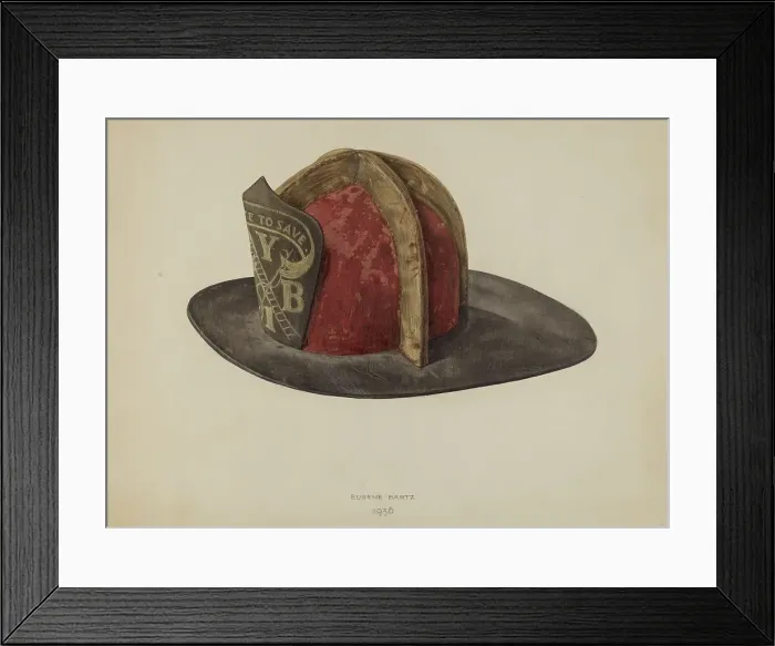 Framed Print : Fireman's Helmet, 1938. Creator: Eugene Bartz Framed Print : Fireman's Helmet, 1938. Creator: Eugene Bartz