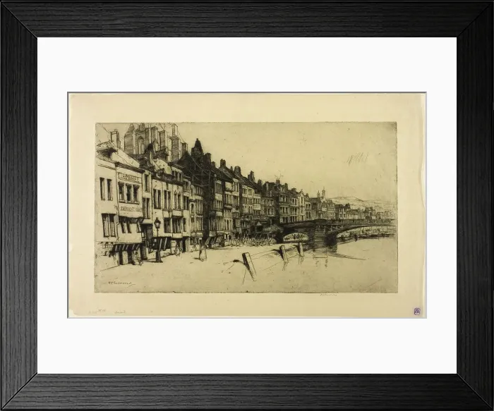 Framed Print : Dinant, plate nine from the Belgian Set, 1907. Creator: David Young Cameron