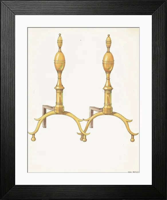 Framed Print : Andirons, c. 1937. Creator: Dana Bartlett Framed Print : Andirons, c. 1937. Creator: Dana Bartlett