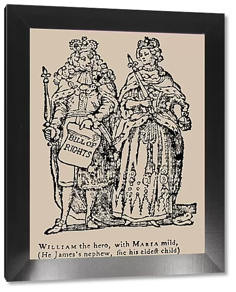 King William III of England, holding the Bill of Rights in his hand, and Queen Mary II, Mid 18th cen Creator: Anonymous