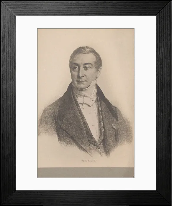 Framed Print : Portrait of the composer and flautist Jean-Louis Tulou (1786-1865), 1830-1839. Creator: Grevedon, Pierre Louis Henri (1776-1860)