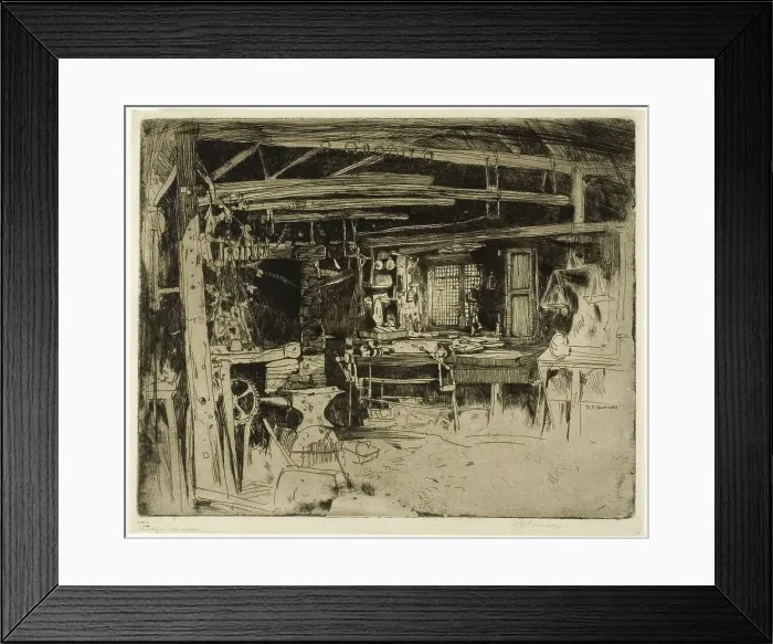 Framed Print : The Smithy, 1896. Creator: David Young Cameron Framed Print : The Smithy, 1896. Creator: David Young Cameron