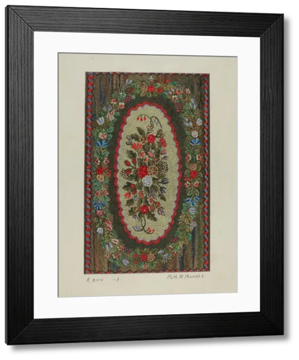 Framed Print : Hooked Rug, 1935 / 1942. Creator: Ruth M. Barnes Framed Print : Hooked Rug, 1935 / 1942. Creator: Ruth M. Barnes