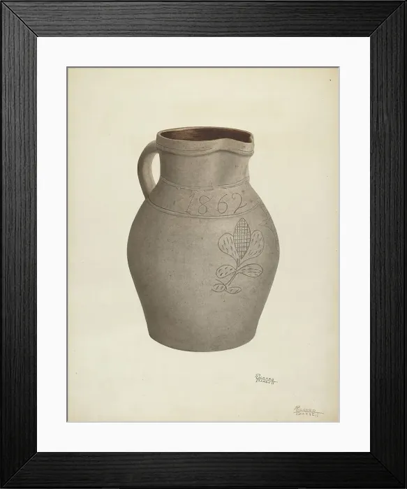 Framed Print : Stoneware Pitcher, c. 1939. Creator: Richard Barnett Framed Print : Stoneware Pitcher, c. 1939. Creator: Richard Barnett