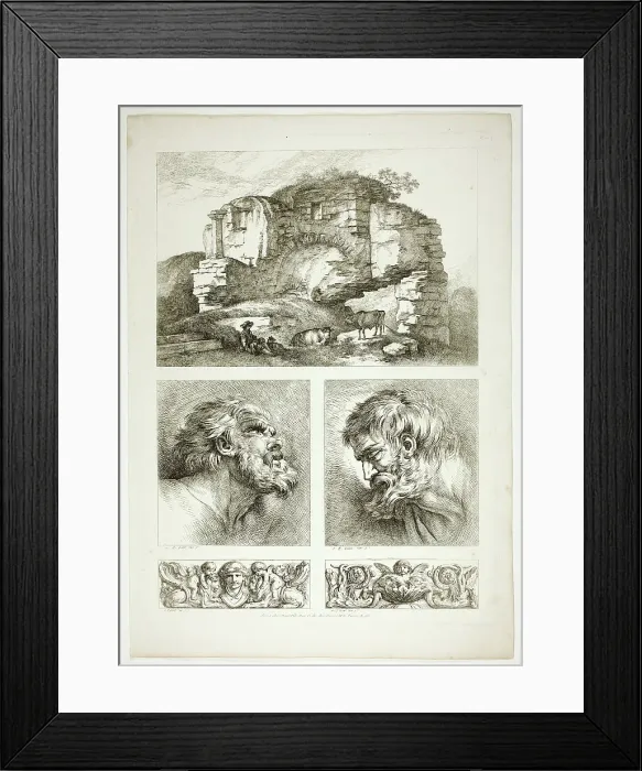 Framed Print : Plate Ten of 38 from Oeuvres de J. B. Huet, 1796–99. Creator: Jean Baptiste Marie Huet Framed Print : Plate Ten of 38 from Oeuvres de J. B. Huet, 1796–99. Creator: Jean Baptiste Marie Huet