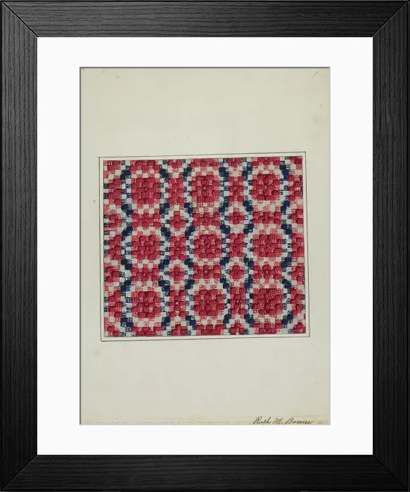 Framed Print : Coverlet (Section), c. 1936. Creator: Ruth M. Barnes Framed Print : Coverlet (Section), c. 1936. Creator: Ruth M. Barnes