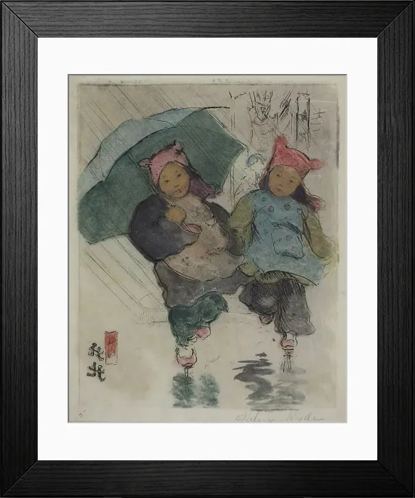 Framed Print : In the Rain, 1898. Creator: Helen Hyde Framed Print : In the Rain, 1898. Creator: Helen Hyde