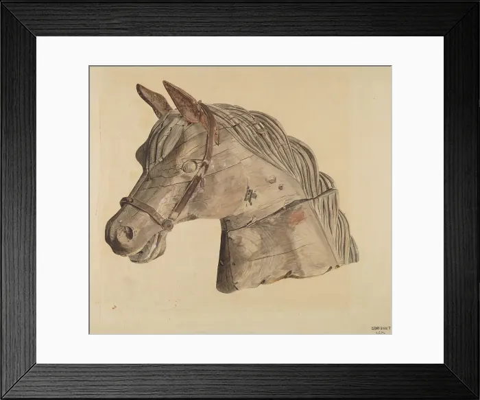 Framed Print : Carousel Horse's Head, c. 1939. Creator: Gerard Barnett Framed Print : Carousel Horse's Head, c. 1939. Creator: Gerard Barnett