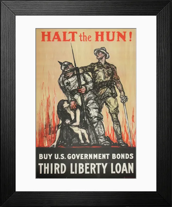 Framed Print : Halt the Hun! Buy U.S. Government Bonds Third Liberty Loan, 1918. Creator: Henry Patrick Raleigh Framed Print : Halt the Hun! Buy U.S. Government Bonds Third Liberty Loan, 1918. Creator: Henry Patrick Raleigh
