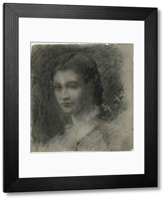 Framed Print : Bust of a Young Woman (recto); Seated Female Figure (verso), 1847 / 75. Creator: Jean-Baptiste Carpeaux Framed Print : Bust of a Young Woman (recto); Seated Female Figure (verso), 1847 / 75. Creator: Jean-Baptiste Carpeaux