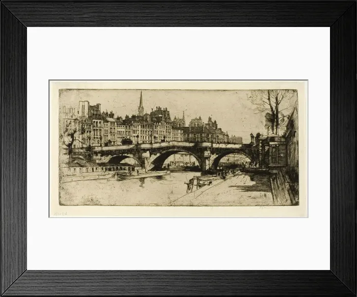 Framed Print : Pont Neuf, plate one from the Paris Set, 1904. Creator: David Young Cameron