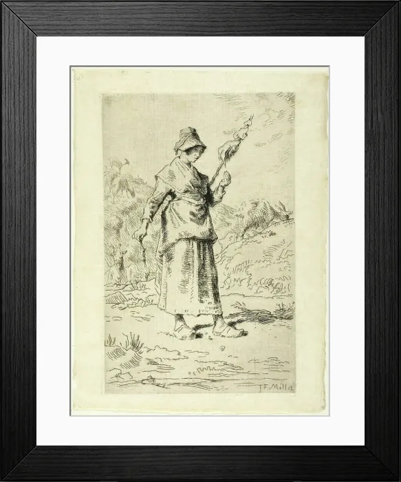 Framed Print : The Spinner, 1868–69. Creator: Jean Francois Millet Framed Print : The Spinner, 1868–69. Creator: Jean Francois Millet