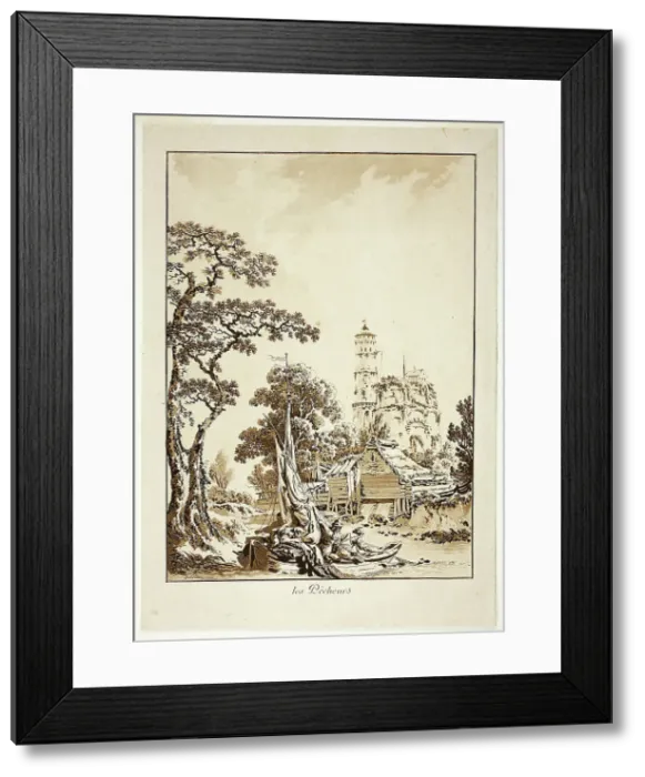 Framed Print : The Fishers, 1771. Creator: Jean Baptiste Le Prince Framed Print : The Fishers, 1771. Creator: Jean Baptiste Le Prince