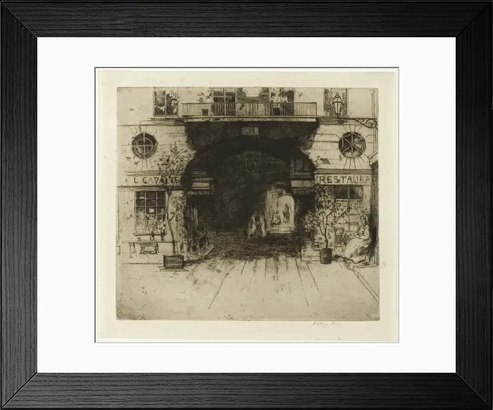 Framed Print : Restaurant Cavalier, plate five from the Paris Set, 1904. Creator: David Young Cameron Framed Print : Restaurant Cavalier, plate five from the Paris Set, 1904. Creator: David Young Cameron