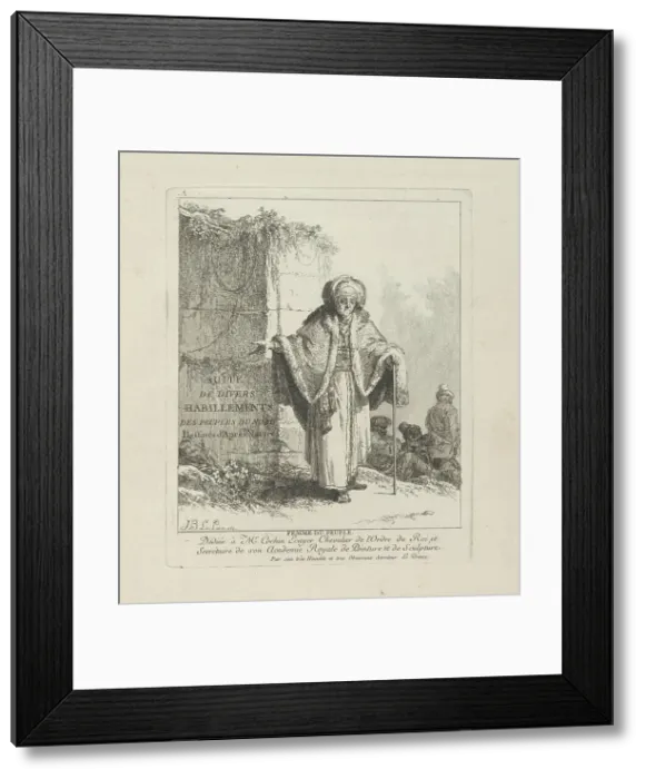 Framed Print : Woman of the People, plate one from Divers Habillements des Peuples du Nord, 1765. Creator: Jean Baptiste Le Prince Framed Print : Woman of the People, plate one from Divers Habillements des Peuples du Nord, 1765. Creator: Jean Baptiste Le Prince