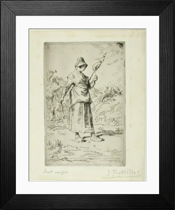 Framed Print : The Spinner, 1868–69. Creator: Jean Francois Millet Framed Print : The Spinner, 1868–69. Creator: Jean Francois Millet