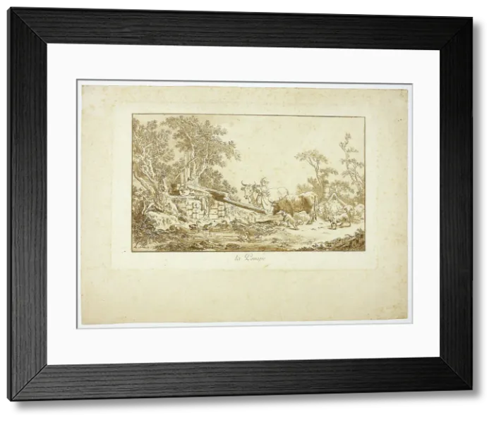 Framed Print : The Pump, 1771. Creator: Jean Baptiste Le Prince Framed Print : The Pump, 1771. Creator: Jean Baptiste Le Prince