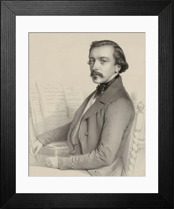 Framed Print : Portrait of the organist and composer Henri Duvernoy (1820-1906), 1852. Creator: Alophe, Marie-Alexandre Menut (1812-1883) Framed Print : Portrait of the organist and composer Henri Duvernoy (1820-1906), 1852. Creator: Alophe, Marie-Alexandre Menut (1812-1883)