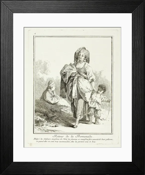 Framed Print : Return Walk, plate four from Suite de Divers Habillements de Peuples du Nord, 1765. Creator: Jean Baptiste Le Prince Framed Print : Return Walk, plate four from Suite de Divers Habillements de Peuples du Nord, 1765. Creator: Jean Baptiste Le Prince