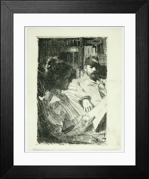 Framed Print : Reading (Mr. and Mrs. Ch. Deering), 1893. Creator: Anders Leonard Zorn Framed Print : Reading (Mr. and Mrs. Ch. Deering), 1893. Creator: Anders Leonard Zorn