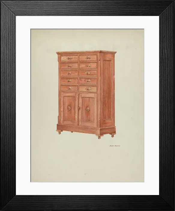 Framed Print : Highboy (Chest of Drawers), c. 1940. Creator: Edith Towner Framed Print : Highboy (Chest of Drawers), c. 1940. Creator: Edith Towner