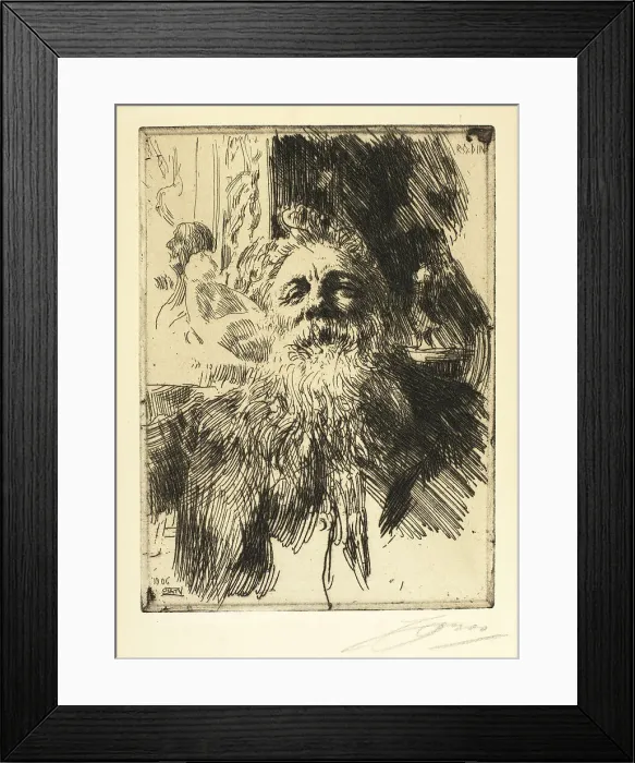 Framed Print : Auguste Rodin, 1906. Creator: Anders Leonard Zorn Framed Print : Auguste Rodin, 1906. Creator: Anders Leonard Zorn