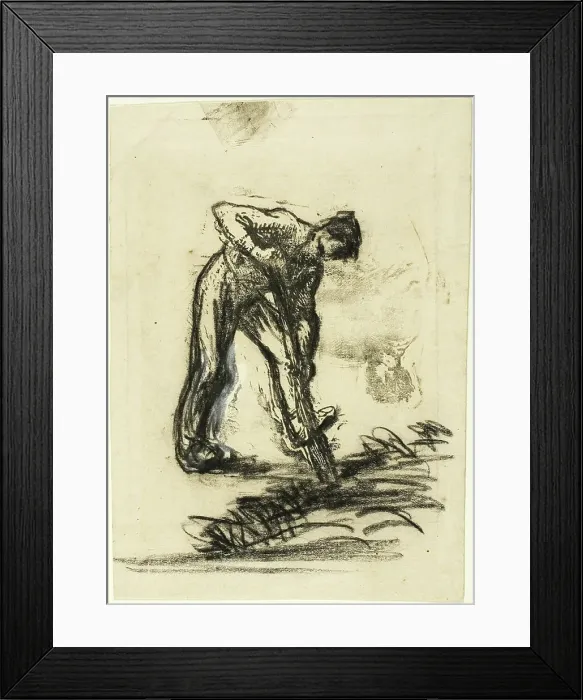 Framed Print : Peasant Digging, 1863. Creator: Jean Francois Millet Framed Print : Peasant Digging, 1863. Creator: Jean Francois Millet