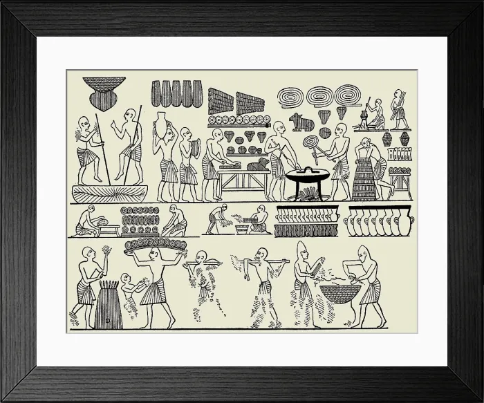 Framed Print : Bread making. From the tomb of Pharaoh Ramesses III in the Valley of the Kings, 1837. Creator: Wilkinson, Sir John Gardner (1797-1875) Framed Print : Bread making. From the tomb of Pharaoh Ramesses III in the Valley of the Kings, 1837. Creator: Wilkinson, Sir John Gardner (1797-1875)