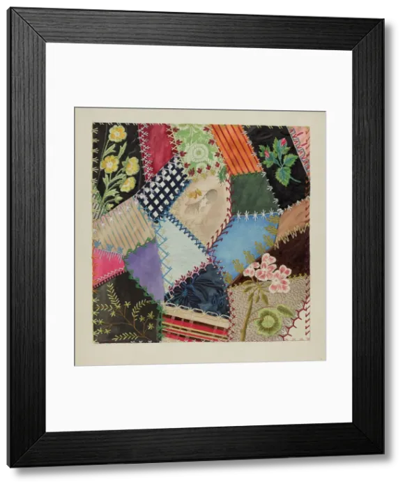 Framed Print : Patchwork Quilt (Section), c. 1937. Creator: Edith Towner Framed Print : Patchwork Quilt (Section), c. 1937. Creator: Edith Towner