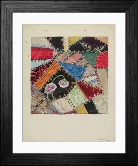 Framed Print : Patchwork Quilt (Section), c. 1937. Creator: Edith Towner Framed Print : Patchwork Quilt (Section), c. 1937. Creator: Edith Towner