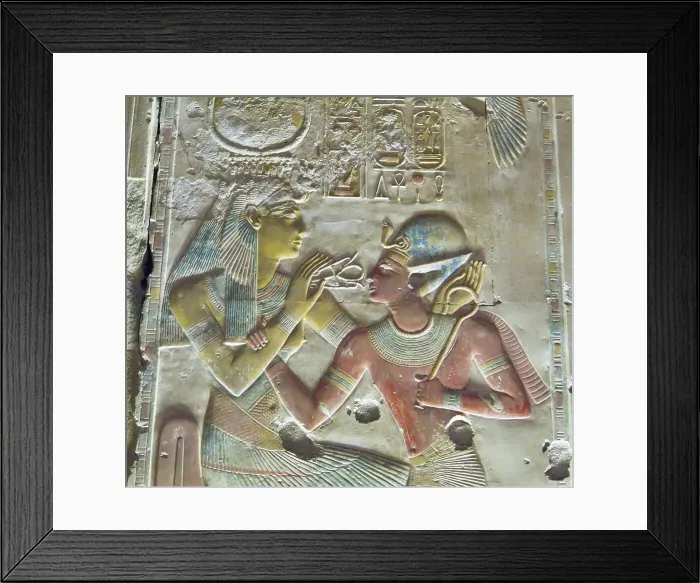 Framed Print : Pharaoh Seti I (on right) with the Goddess Hathor, ca 1290 BC. Creator: Ancient Egypt Framed Print : Pharaoh Seti I (on right) with the Goddess Hathor, ca 1290 BC. Creator: Ancient Egypt