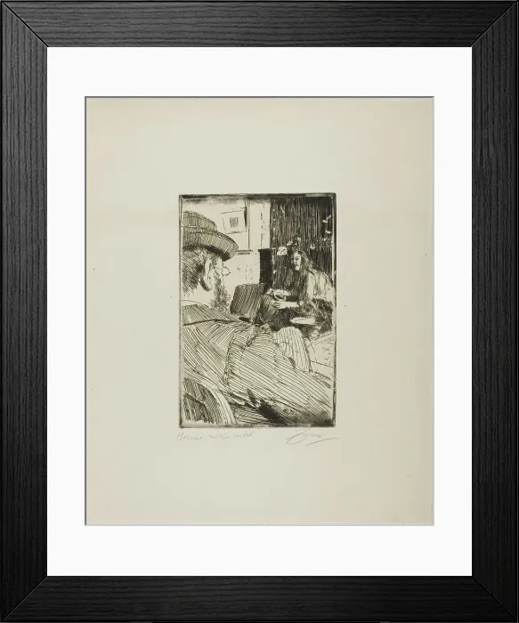 Framed Print : Albert Besnard and His Model, 1896. Creator: Anders Leonard Zorn