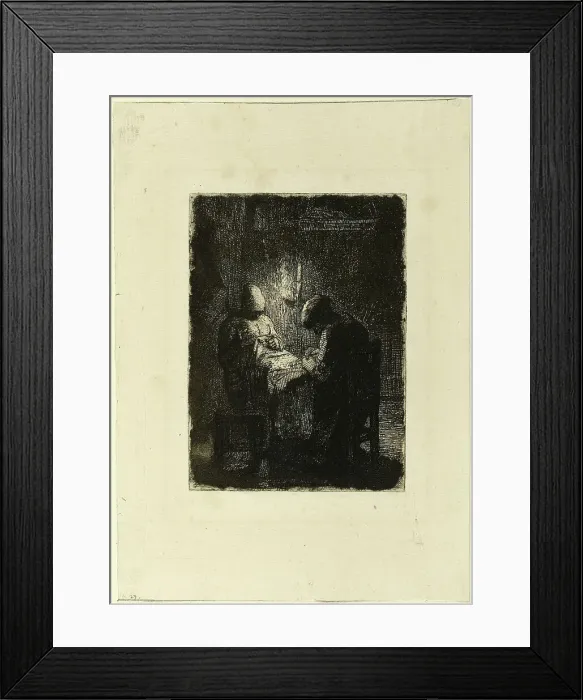 Framed Print : The Vigil, 1856. Creator: Jean Francois Millet Framed Print : The Vigil, 1856. Creator: Jean Francois Millet