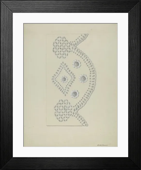 Framed Print : Eyelet Embroidery, c. 1937. Creator: Edith Towner Framed Print : Eyelet Embroidery, c. 1937. Creator: Edith Towner