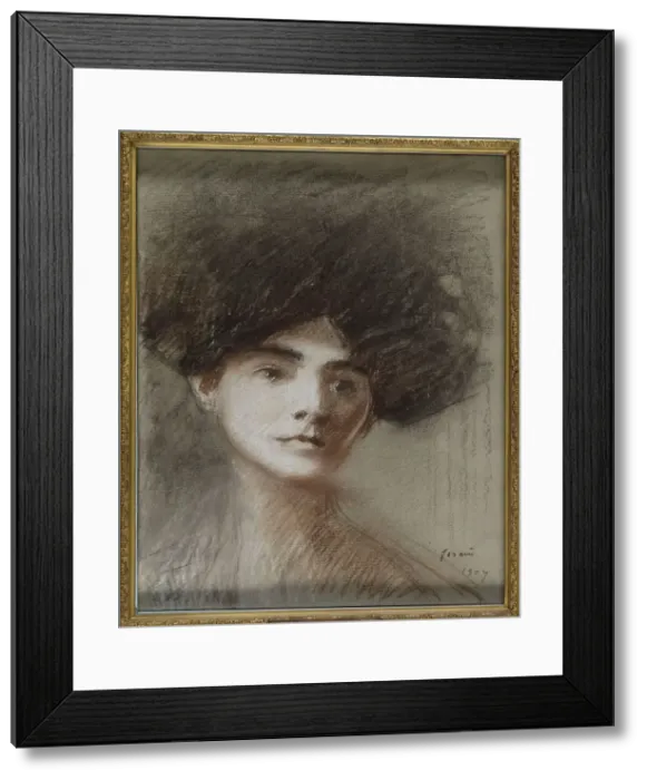 Framed Print : Portrait of Madame Marie de Régnier, née de Hérédia, 1907. Creator: Forain, Jean-Louis (1852-1931) Framed Print : Portrait of Madame Marie de Régnier, née de Hérédia, 1907. Creator: Forain, Jean-Louis (1852-1931)